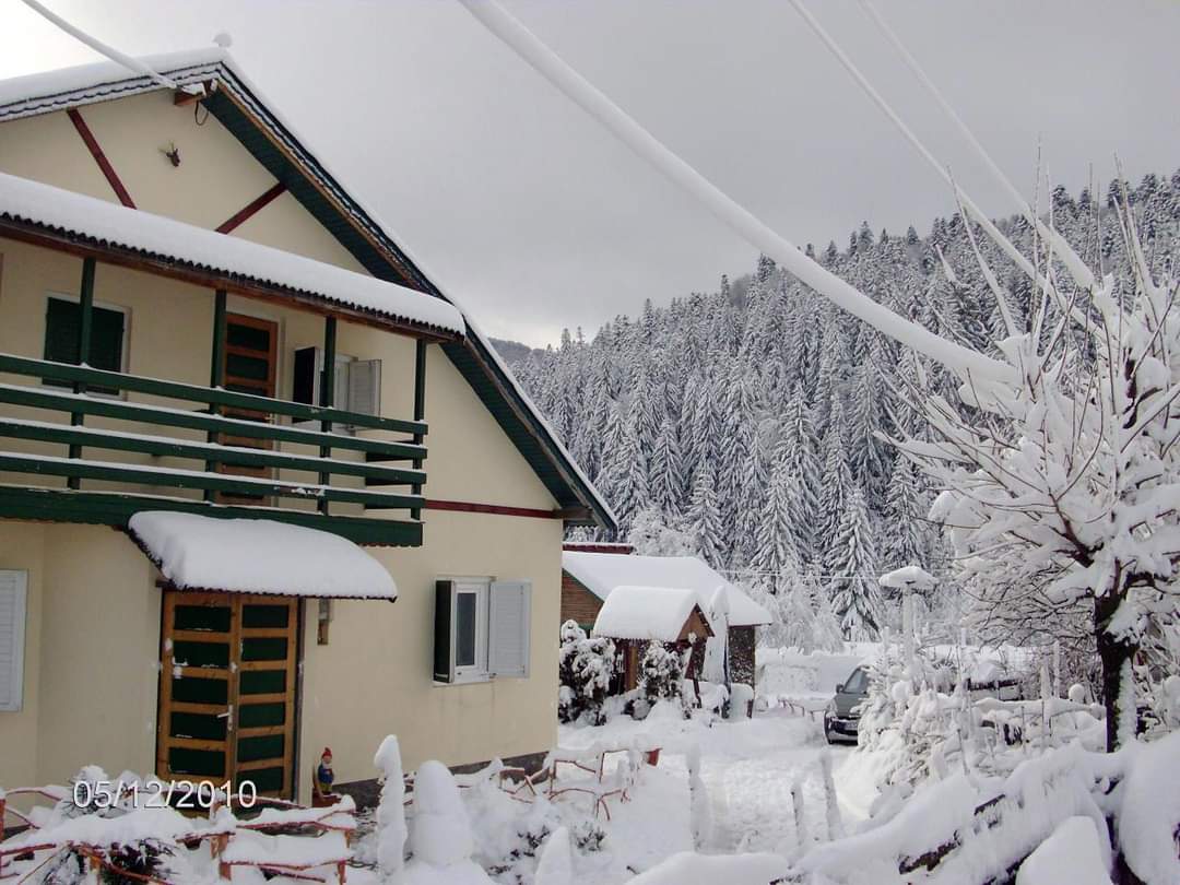 Vila și peisajul acoperit de zăpadă